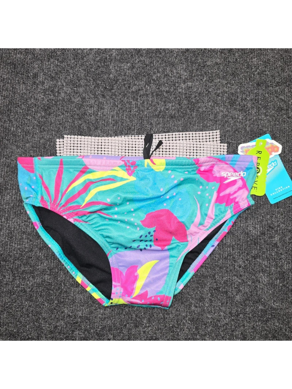 NWT Speedo Vibe Eco Endurance Swim Brief 34 Floating Floral Tropical Neon Mens